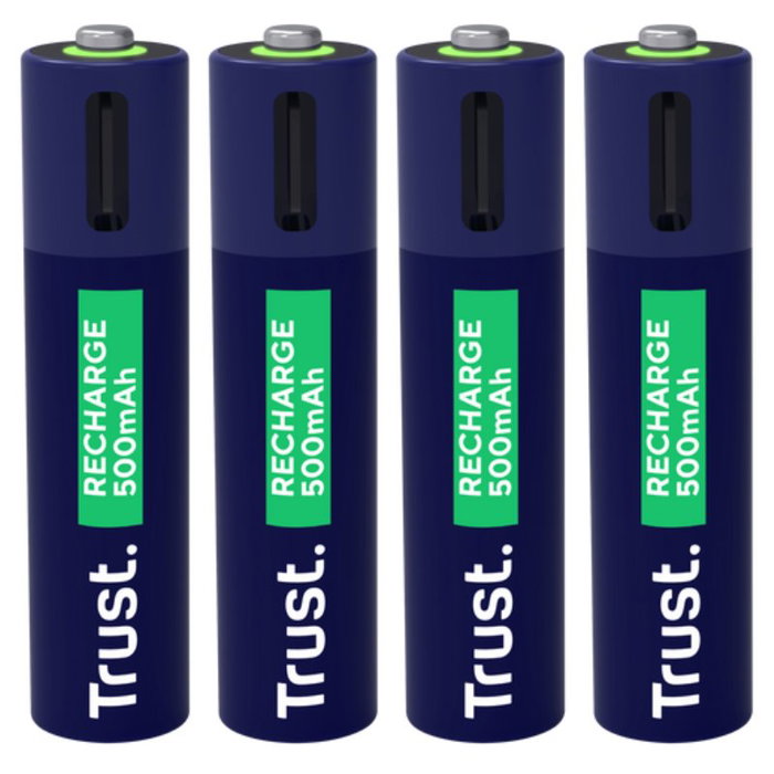 Trust Pilas AAA recargables USB-C 500 mAh pack de 4 unidades 25671